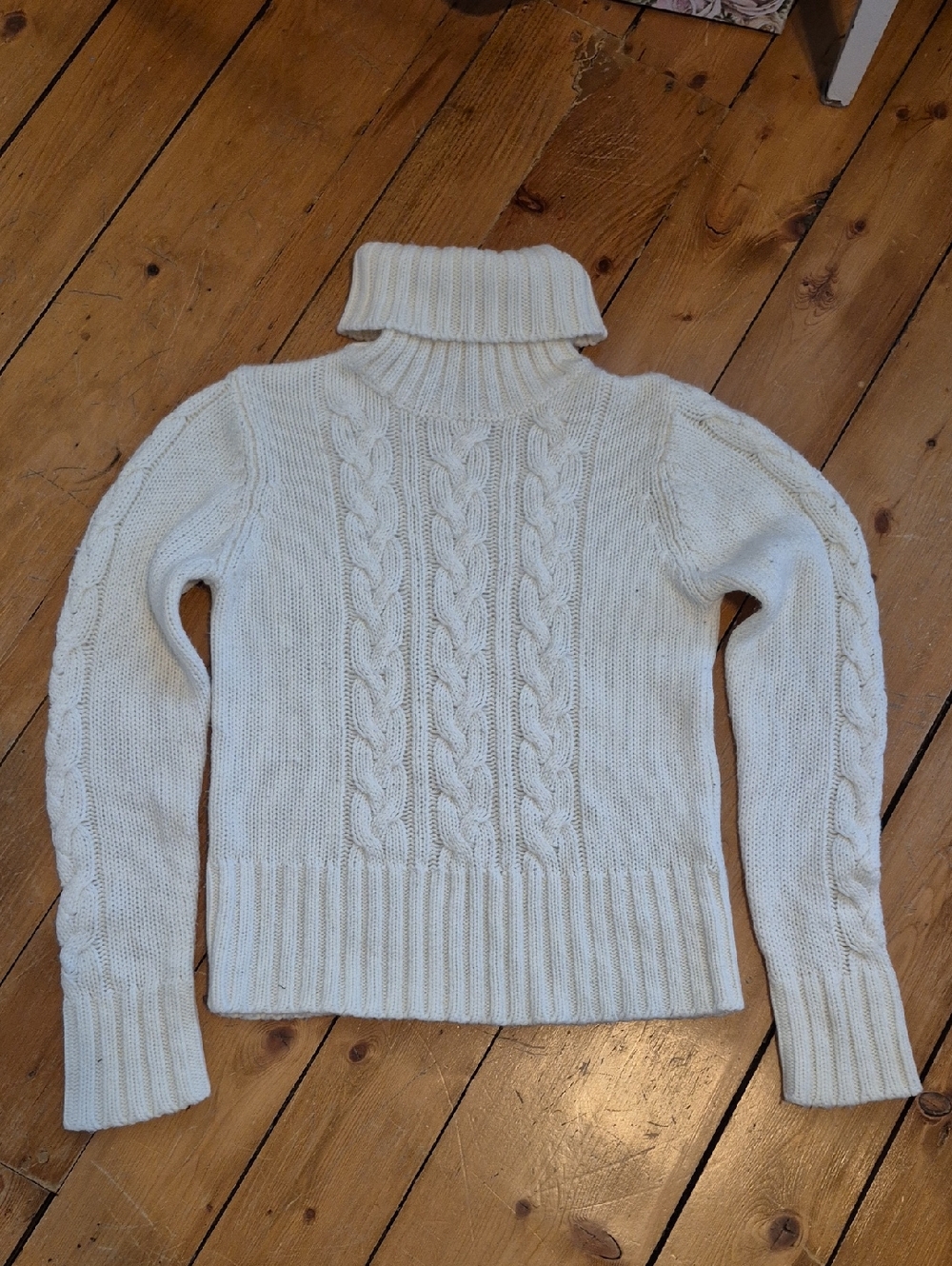 Suzy Shier Cream Cable Turtleneck Sweater